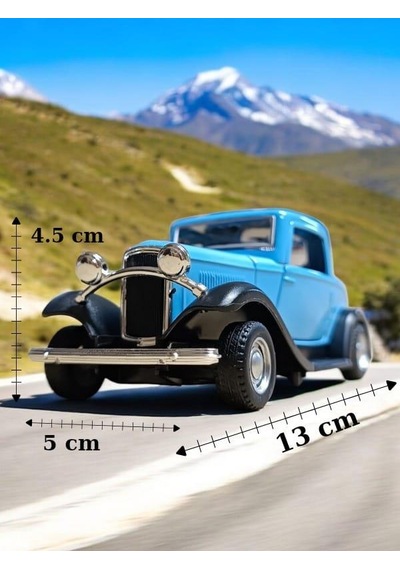 Nostaljik Klasik Metal Çek Bırak Araba Kapılar Açılır Mavi 1/36 Ölçek Diğer