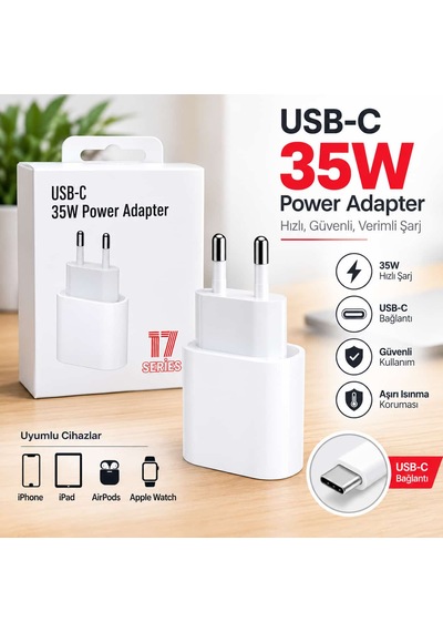 35w Typc-e Hızlı Şarj Adaptörü 1-Beyaz