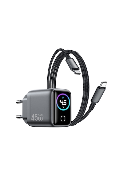 Wiwu Chg500 Voyager Serisi Gan Teknolojili Pd/qc Tft Göstergeli Hızlı Şarj Başlığı 45w Siyah