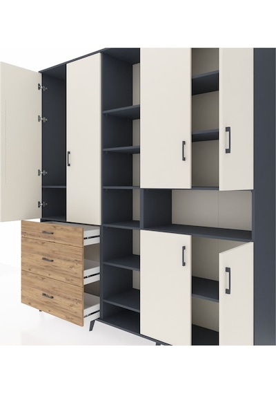 Hyperion Dolap 13 Raflı 3 Çekmeceli 6 Kapaklı 220x44x243 Antrasit-aytaşı/çam Aytası/atlas Çam Hyperion Dolap 13 Raflı 3 Çekmeceli 6 Kapaklı 220x44x243 Antrasit-aytaşı/çam Aytası/atlas Çam