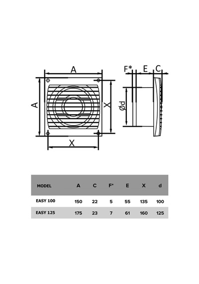 Easy 100 Bd Kapaklı Banyo Wc Aspiratör Fanı 10 Cm Sessiz Havalandırma Fanı 100 Mm