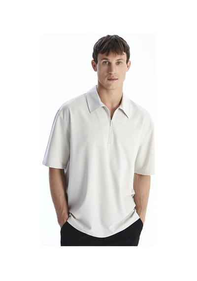 Lcw Vision Bej Regular Fit Kısa Kollu Erkek Gömlek
