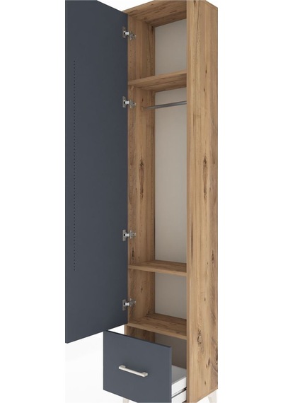 Arges Dolap 3 Raflı Tek Çekmeceli Tek Askılı 44x30x221 Çam-an... Çam