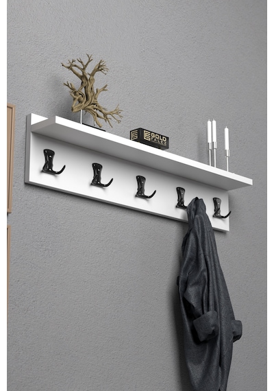 Askılık Duvar Elbise Askılığı Portmanto 80 Cm Beyaz Düz Beyaz