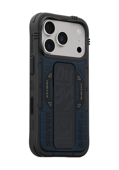 Apple Uyumlu iPhone 18 Pro Max Uyumlu Kılıf Skinarma M-safe Özellikli Airbag Tasarımlı Standlı Phantom Kapak Mavi