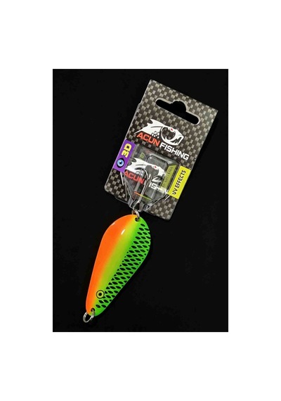 30 Gr Aksiyonlu Kaşık Turuncu Yeşil Uv Efektli 3d Desenli Metal Balık Avı Kaşığı