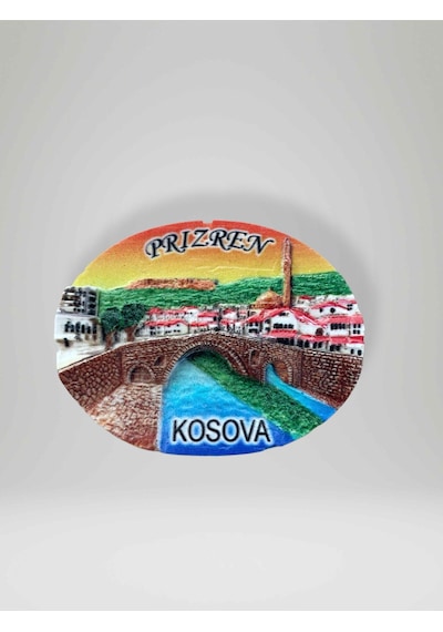Prizren Kosova Polyester Kabartmalı Magnet 7x5,5 Cm Şehir Magneti Dekoratif Hediyelik Buzdolabı Süsü Kod:1864