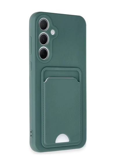 Newface Samsung Galaxy A35 5g Kılıf Kelvin Kartvizitli Silikon - Koyu Yeşil