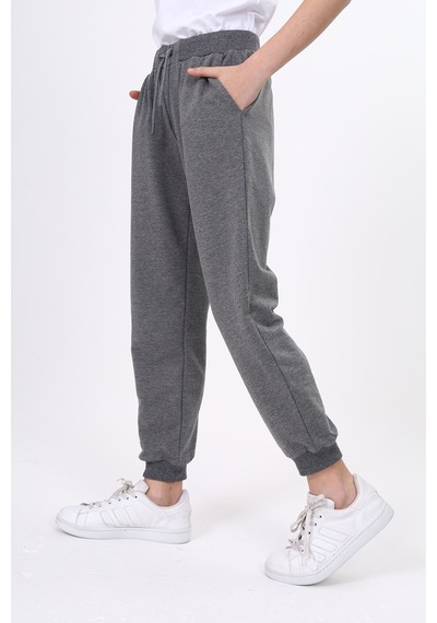 Kız Çocuk Baskılı Beli Paçası Ribanalı Cepli Basic Jogger Eşofman Altı 2 İplik Antrasit Melanj Kız Çocuk Baskılı Beli Paçası Ribanalı Cepli Basic Jogger Eşofman Altı 2 İplik Antrasit Melanj