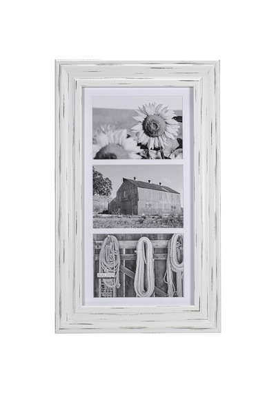 Lexroo Uluslararası Tasarım Whitman Beyaz Wash Mat 3 Açıklık Collage Ahşap Resim Çerçevesi