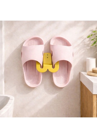 Terlik Askılığı Duvara Yapışan Banyo Terlik Tutucu Delmeden Montaj Çok Renkli Sarı