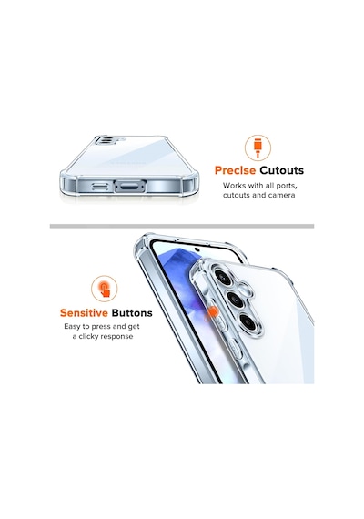 Samsung Uyumlu Galaxy A55 Kılıf Köşe Korumalı Şeffaf Silikon +9h Cam Set