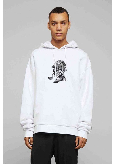 Silhouette Mr Baskılı Beyaz Erkek Örme Kapşonlu Sweatshirt -
