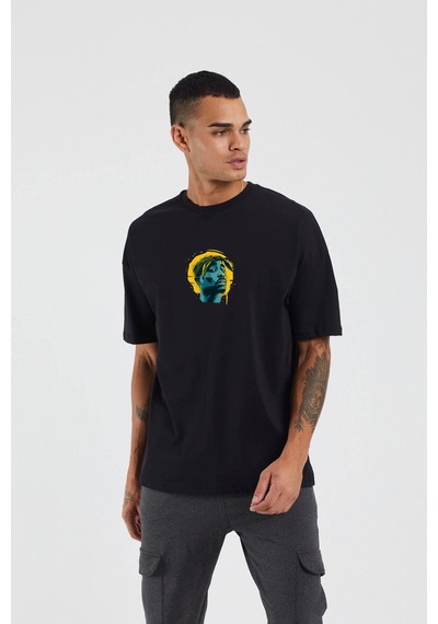 Thewert Unisex 2pac Baskılı Siyah Oversize Tshirt