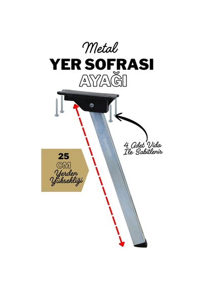 25 Cm Metal Yer Sofrası Ayağı - Katlanır Metal Sini Altı Takımı 4 Adet Metal Katlanır Sehpa Ayağı Katlanır Ayak Parmak İzi Bırakmaz Inox Parmak İzi Bırakmaz Inox
