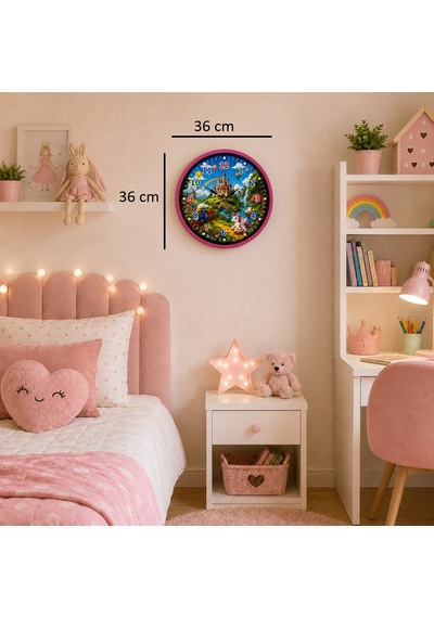 Masal Vadisi Pembe 36 X 36 Cm Çocuk Duvar Saati Renkli