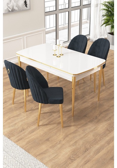Canisa Edaf Serisi 80x132 Açılabilir Beyaz Mutfak Masa Takımı 4 Antrasit Sandalye Gold Detay Beyaz Masa Sandalye Antrasit Canisa Edaf Serisi 80x132 Açılabilir Beyaz Mutfak Masa Takımı 4 Antrasit Sandalye Gold Detay Beyaz Masa Sandalye Antrasit