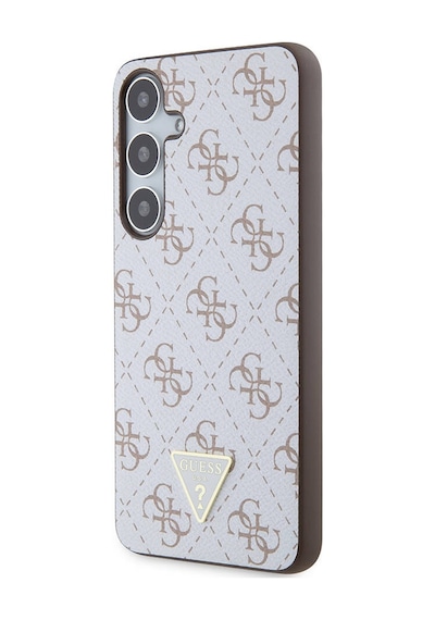 Galaxy S24 Plus Uyumlu Kılıf Guess Lisanslı Pu Üçgen Logo 4g Desenli Kapak Siyah