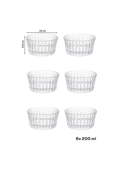 Porsima 13992 Vanes Asya 6'lı 200 Ml Çizgili Cam Çerezlik, Reçellik & Kahvaltılık Kase Yok