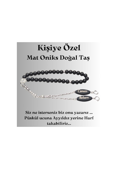 Tesbih Sakarya - Canım Babam - Yazılı Mat Oniks Doğal Taş Tesbih