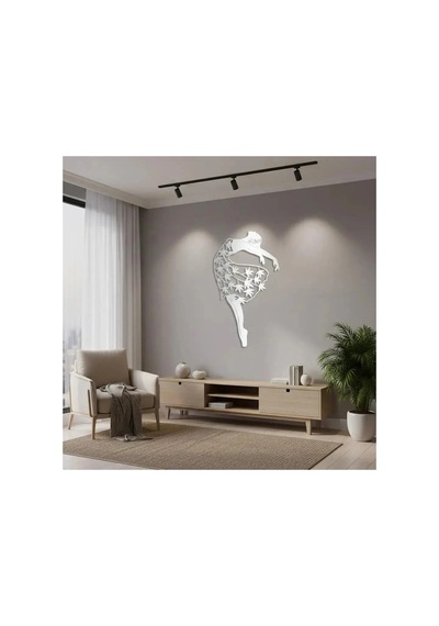 Zarafetin Dansı: Yaprak Detaylı Balerin Metal Duvar Tablosu - Metal Duvar Sanatı - Mavi - 20 X 30 Cm