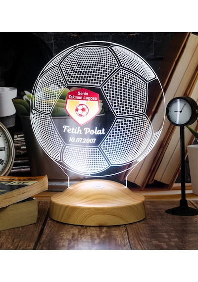 Futbol Topu Şeklinde 3 Boyutlu Takım Logolu Led Lamba, Kulüp Logo