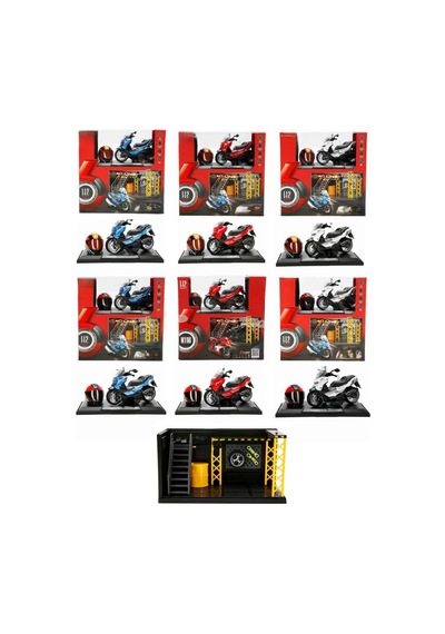 1:12 Sesli Ve Işıklı Motosiklet Ve Tamir Atölyesi Seti Çok Renkli
