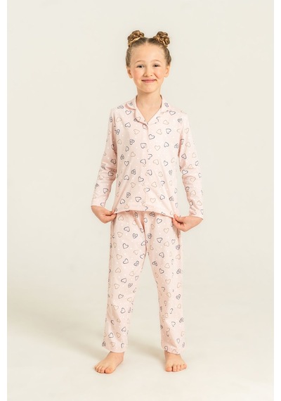 Rolypoly Anne Kız Hearts Pembe Gömlek Pijama Takımı Rp3903-a-v1 Rp3903-a-v1