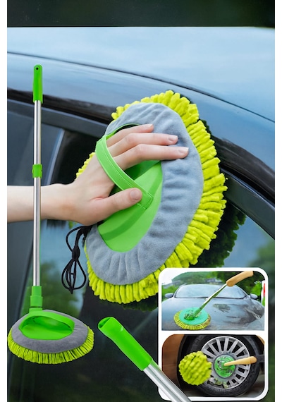 Nobera Teleskopik Mikrofiber Oto Yıkama Mop Araba Yıkama Fırçası +1 Yedek Bez