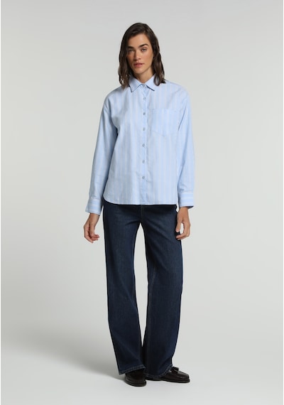 Colin's Colins Boyfriend Fit Shirt Neck Çizgili Kadın Mavi Uzun Kol Gömlek Cl1081918 Q1.v1 Ble Colin's Colins Boyfriend Fit Shirt Neck Çizgili Kadın Mavi Uzun Kol Gömlek Cl1081918 Q1.v1 Ble