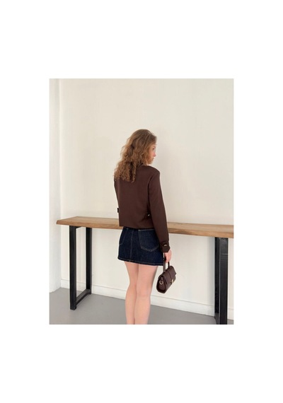 Verymoda Çin Düğmeli Ceket F2105 Kahve