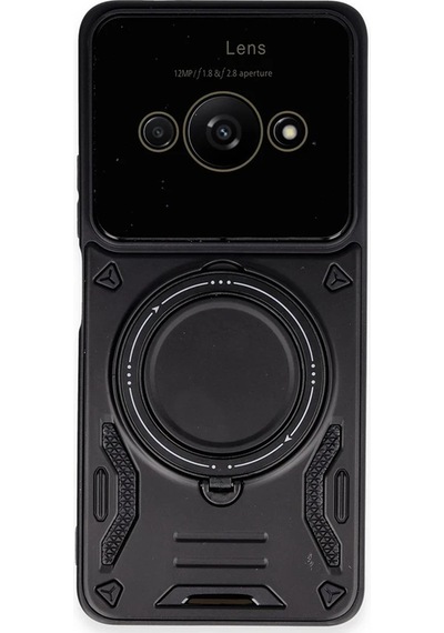 Newface - 819 - Xiaomi Poco C61 Kılıf Joy Lens Standlı Kapak - Edntrend - - Siyah Sıyah