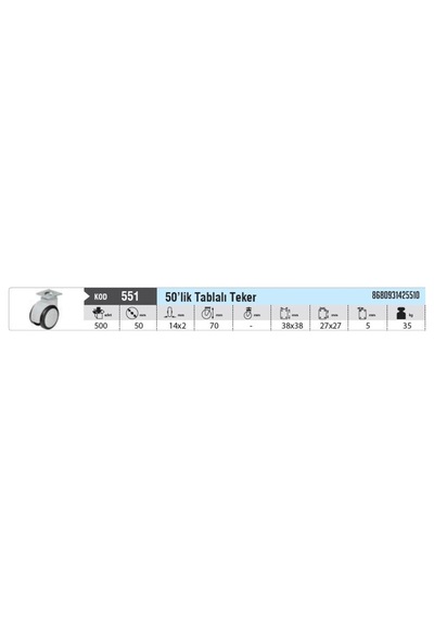 Hırdavatım 50 Lik Tablalı Teker 4 Adet