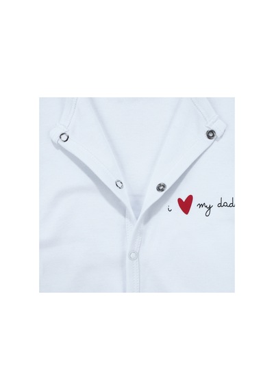 Bebegen Unisex Daddy Yazılı Beyaz Patikli Tulum Çok Renkli