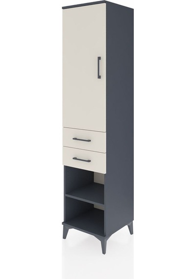 Hyperion Dolap 3 Raflı 2 Çekmeceli Tek Kapaklı 44x44x195 Antr... Antrasit
