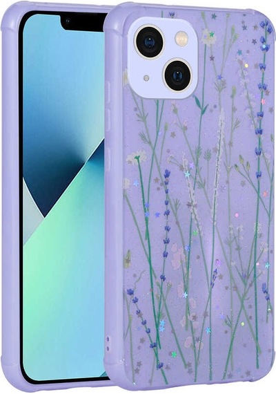 Apple Uyumlu iPhone  13 Kılıf Simli Desenli Köşe Kamera Korumalı Darbe Emici Silikon Kapak Popy