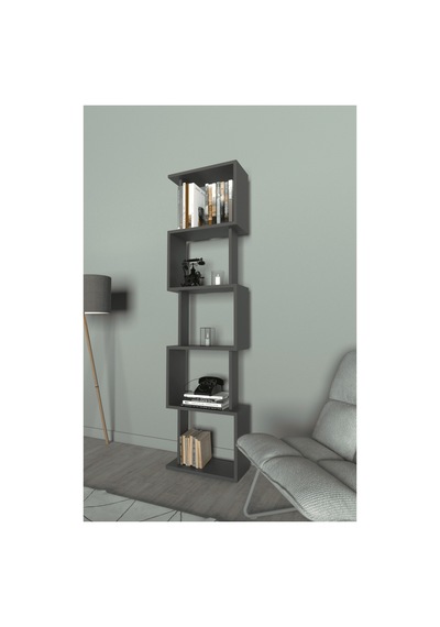 Lavellan Riva Labirent Kitaplık 5 Raflı Modern Dekoratif Kitaplık Ünitesi Antrasit Gri Lavellan Riva Labirent Kitaplık 5 Raflı Modern Dekoratif Kitaplık Ünitesi Antrasit Gri