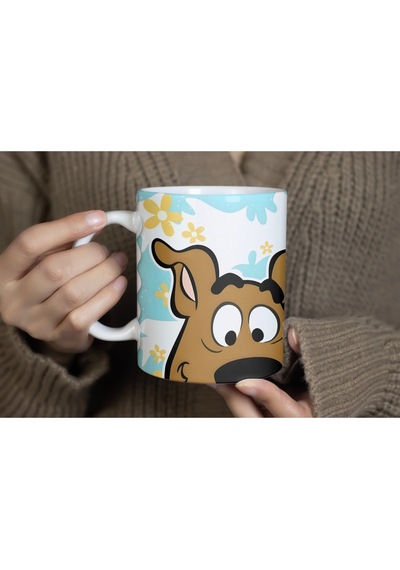 Scooby Doo Kupa Bardak - Renkli Çizgi Film Tasarım - Komik Ve Eğlenceli Karakterli Bardak Beyaz