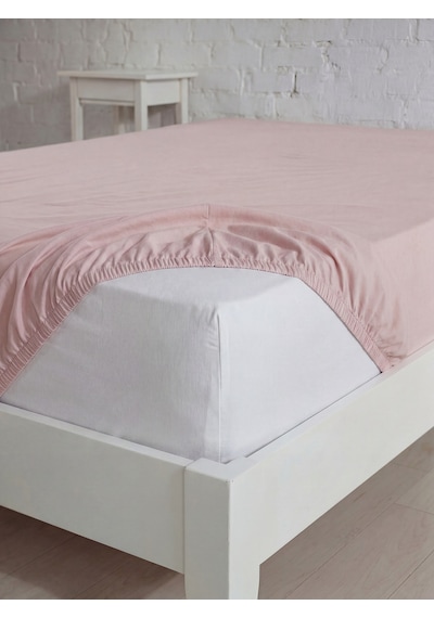 Tek Kişilik Pamuklu Lastikli Çarşaf, Ranforce Tek Kişilik Fitted Çarşaf 100x200+20 Cm Pudra