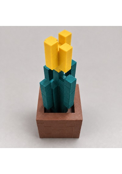 Piksel Lale Biblo - 3d Baskı, Minecraft Esintili Sarı