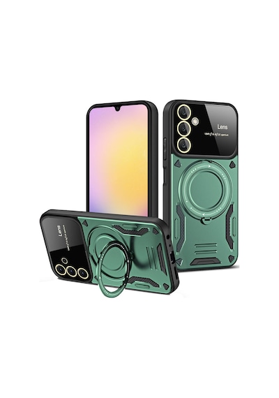 Samsung Galaxy A05s Uyumlu Kılıf Joy Lens Standlı Kapak - Koyu Yeşil