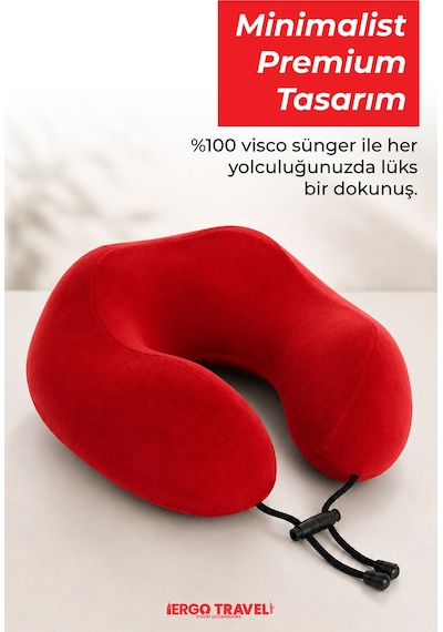 Viscofoam Comfy Ortopedik Seyahat Yastığı Visco Boyun Destekli Seyahat Yastığı - Kırmızı | Ergo Travel