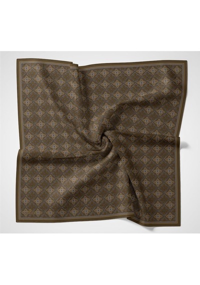 Silk Home Viskon Velora Eşarp Küllü Vizon Yonca Desenli Tok Duruşlu 90x90 Çok Renkli