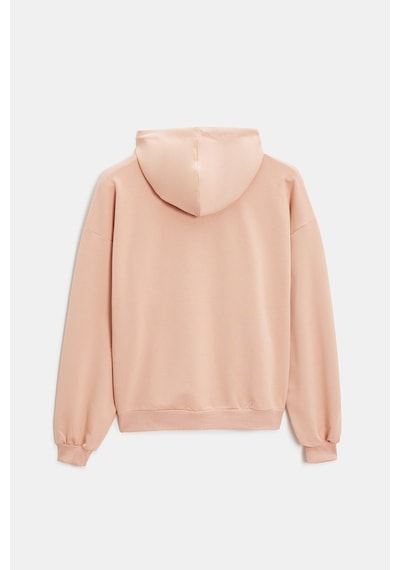 Sââde Kadın Oversize Kapüşonlu Basic Hoodie Sweatshirt Koyu Pudra