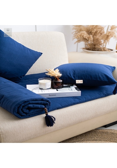 Premium Lacivert Keten Evcil Hayvan Dostu Koltuk Pedi 80x180 Lacivert