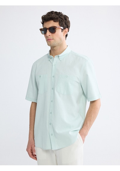 Lcwaıkıkı Classic Turkuaz Regular Fit Armürlü Erkek Gömlek