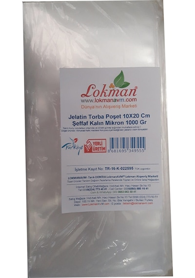 LokmanAVM Jelatin Torba Poşet 10X20 Cm Şeffaf Kalın Mikron 1000 G