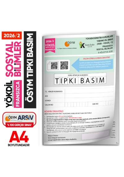 2026/2 Yökdil Fransızca Sosyal Bilimler Ösym Çıkmış Soru Tıpkı Basım Deneme Kitapçığı Türkiye Geneli