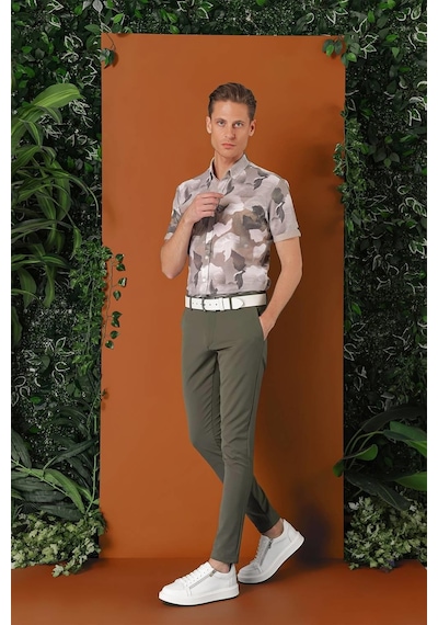 Efor Slim Fit Yan Cepli Düz Esnek Casual Nefti Pantolon P 1144 Nefti