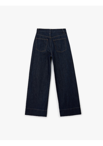 Koton Pamuklu Düğmeli Yüksek Bel Nervürlü Geniş Paça Denim Pantolon - Wide Leg Jeans Koyu İndigo 6sal40123md İndigo Koton Pamuklu Düğmeli Yüksek Bel Nervürlü Geniş Paça Denim Pantolon - Wide Leg Jeans Koyu İndigo 6sal40123md İndigo
